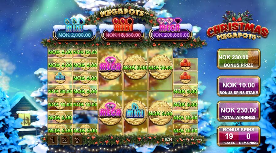 Gevinter på spilleautomaten Christmas Megapots™