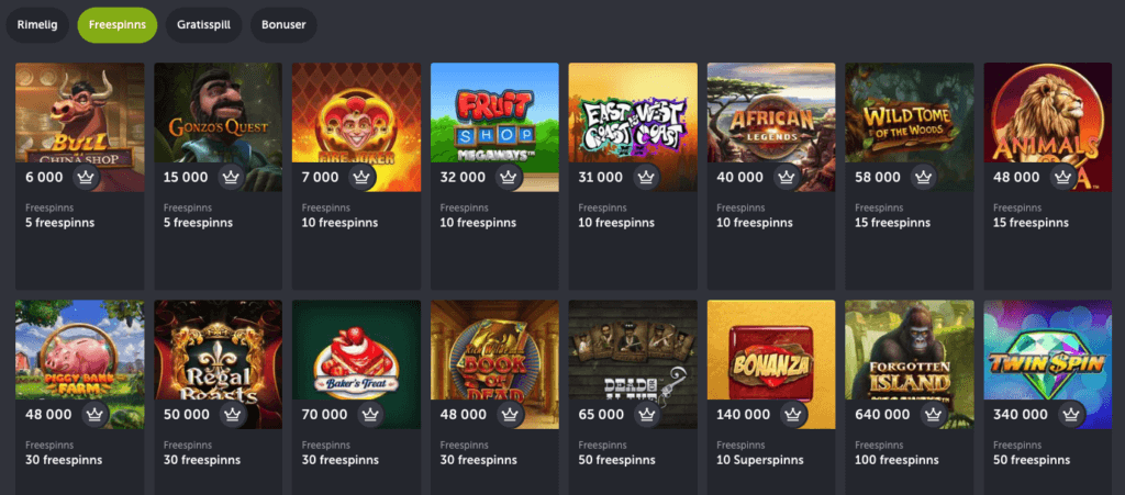 ComeOn-butikken med free spins