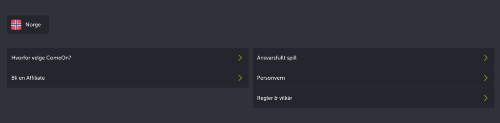 Regler og vilkår hos ComeOn