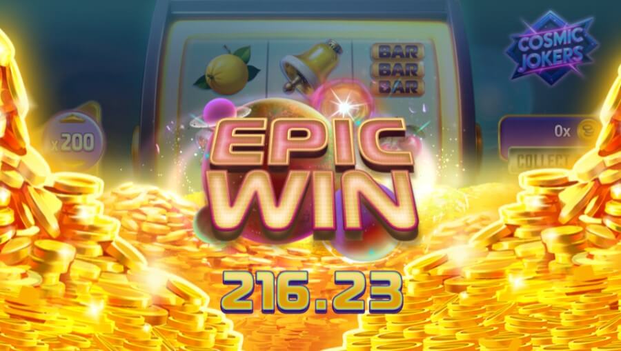 En episk gevinst på spilleautomaten Cosmic Jokers