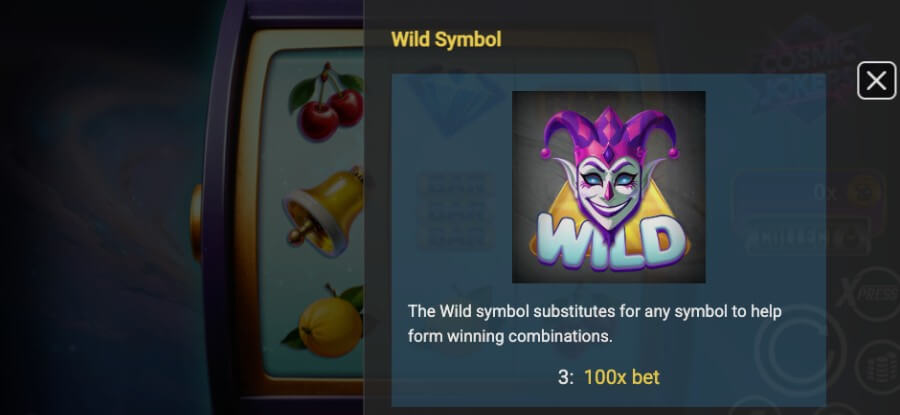 Wildsymbol med joker er den du skal se etter når du spiller Cosmic Jokers