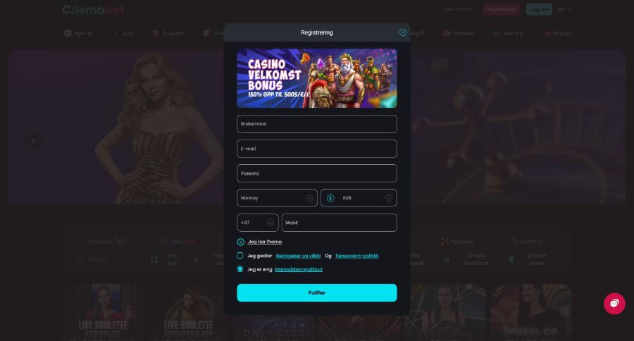 CosmoBet Registrering