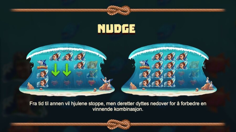 Nudge-funksjon på spilleautomaten Cowabunga Dream Drop