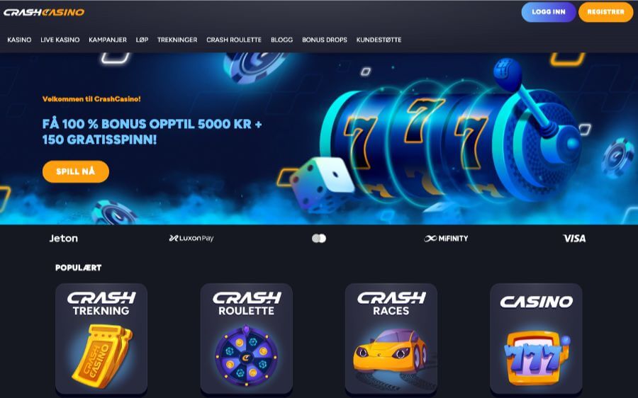 Forsiden til CrashCasino med en bonus