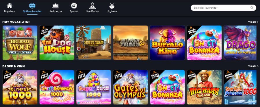 CrashCasino har et spennende utvalg av spilleautomater og andre casinospill