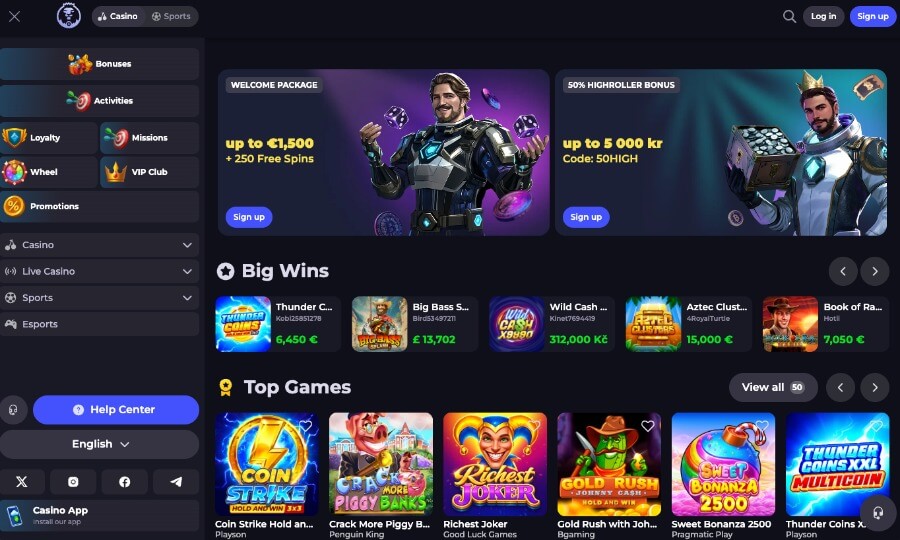 Forsiden til CryptoLeo med bonus