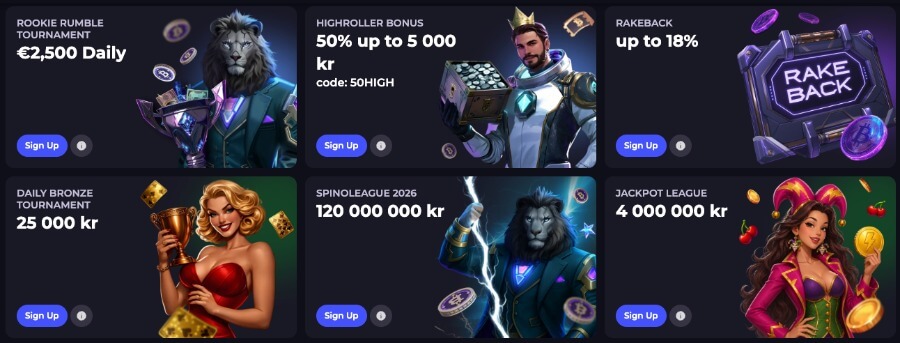 CryptoLeo har en kampanjeside med diverse tilbud