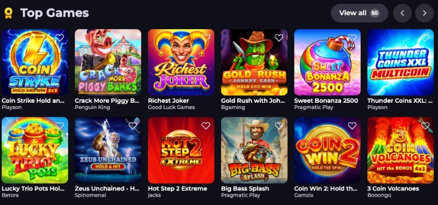 CryptoLeo har et godt utvalg av spilleautomater og andre casinospill