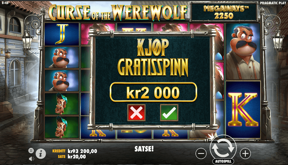 Bonus buy-funksjonen på spilleautomaten Curse of the Werewolf Megaways™