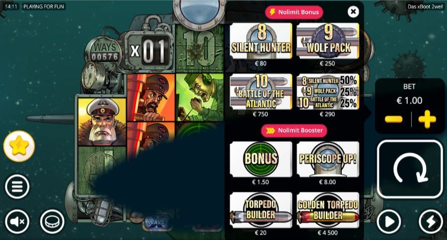 Bonus buy-funksjoner på spilleautomaten Das xBoot 2wei!