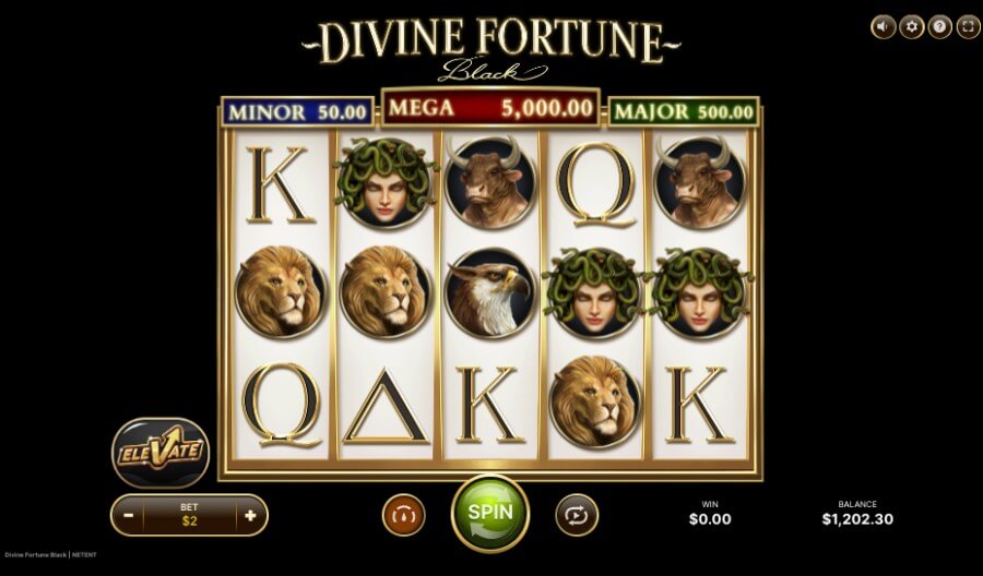 Hovedspillet på spilleautomaten Divine Fortune Black