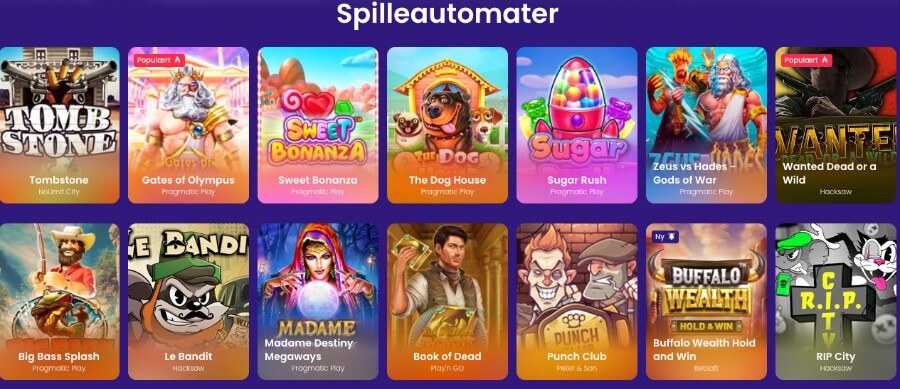 DreamWins har et godt utvalg av spilleautomater og andre casinospill