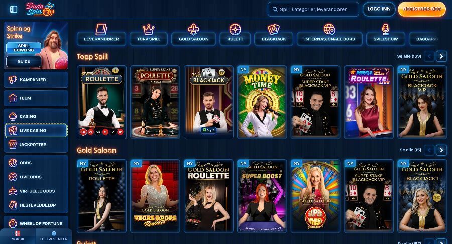 Dude Spin Live Casino