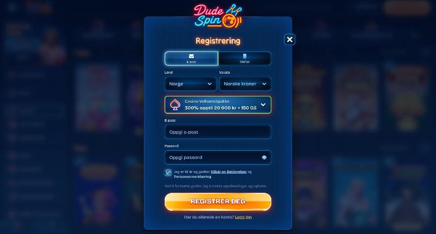 Dude Spin Registrering