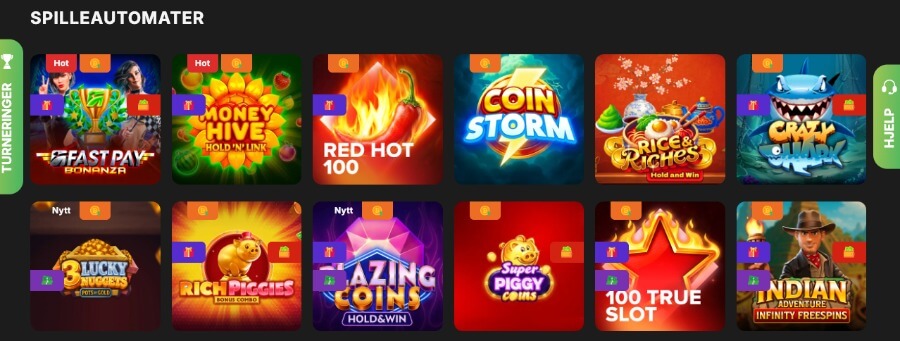FastPay Casino har et variert utvalg av spilleautomater og casinospill