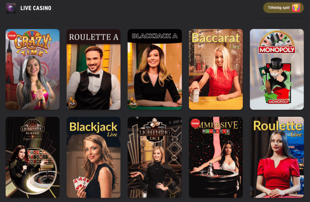 Fezbet spillutvalg med Live Casino