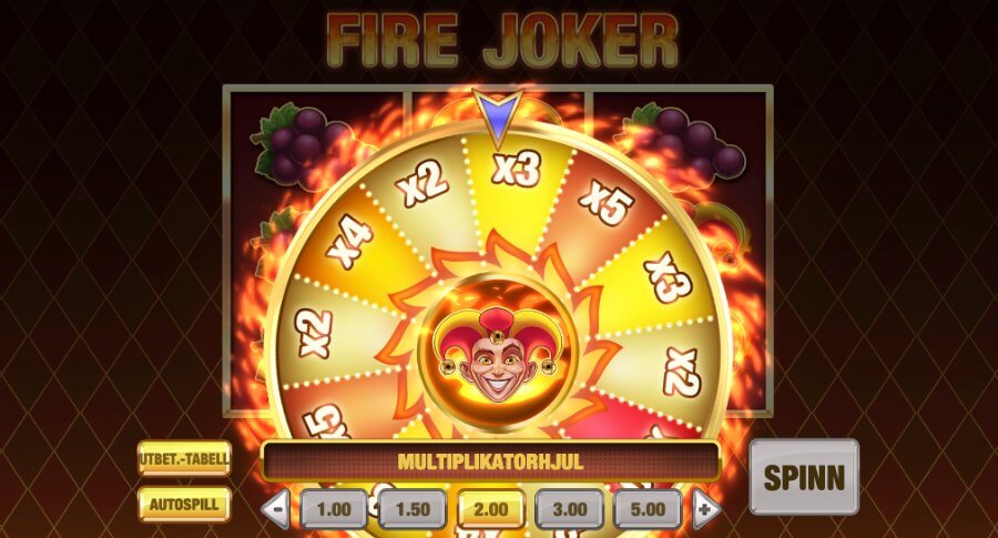 Fire Joker har er bonusspill med et multiplikatorhjul