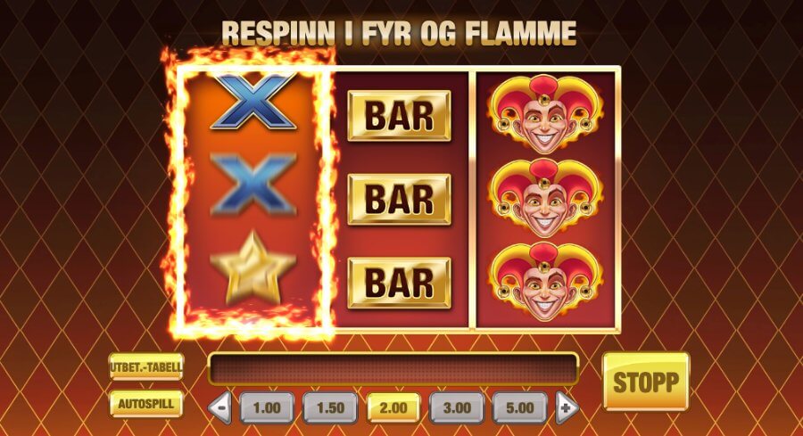 På spilleautomaten Fire Joker er det en respinn-funksjon som er i fyr og flamme