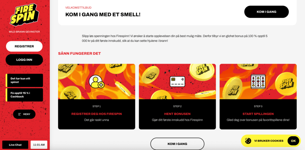 Velkomstbonus Freespin