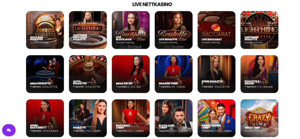 Live Casino og Game Shows hos FireVegas