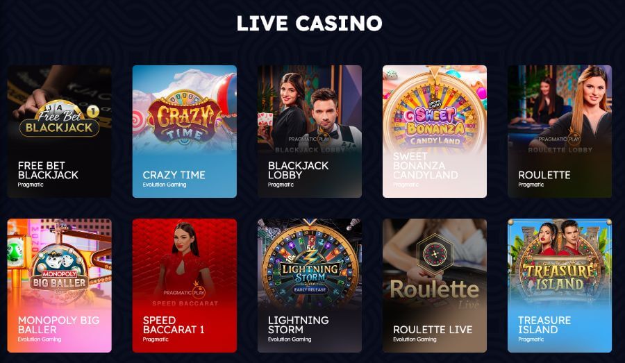 Flaxino har et live casino med klassiske bordspill og live game show-spill