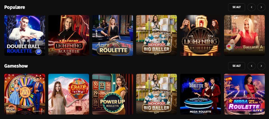 Fortuneplay har et live casino med klassiske bordspill og game show-spill