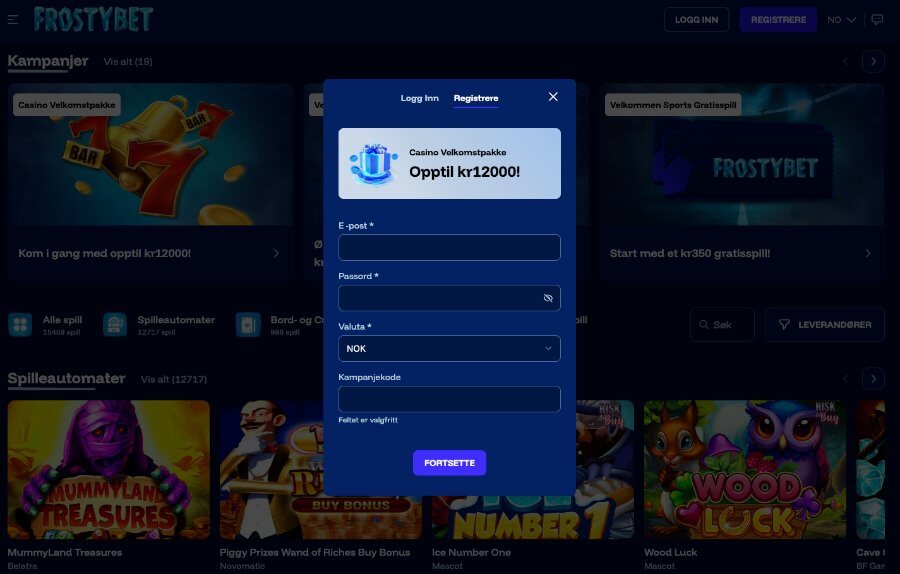 Registreringen hos Frostybet