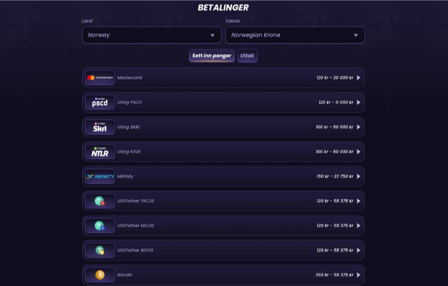 Oversikt over noen betalingsmetoder hos FunBet