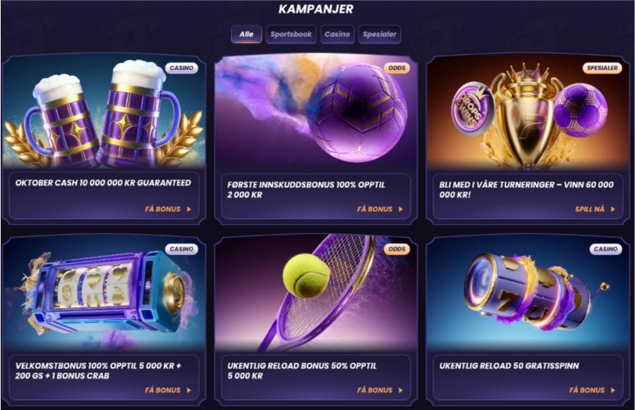 Kampanjesiden til FunBet inneholder noen tilbud