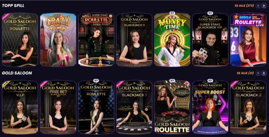 FunBet har et live casino med bordspill og live game show-spill