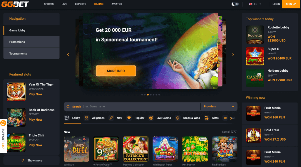 GGBet online casino forside