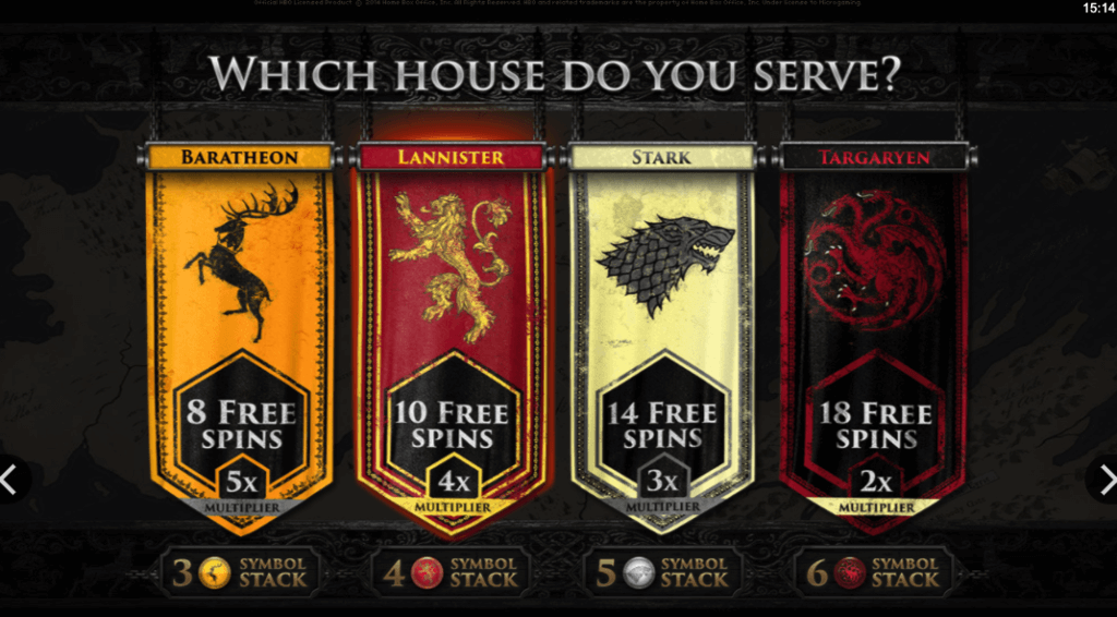 Game of Thrones free spins valg