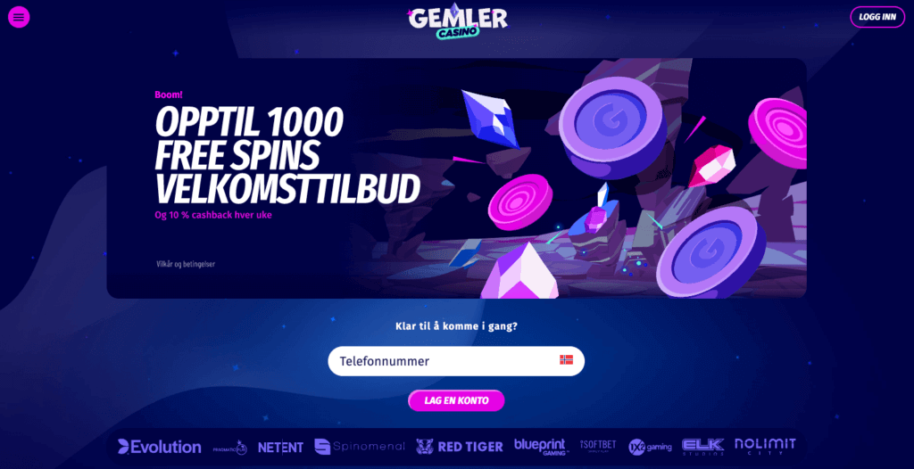 Forsiden til Gemler casino