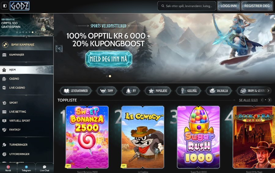 Godz forside med bonus