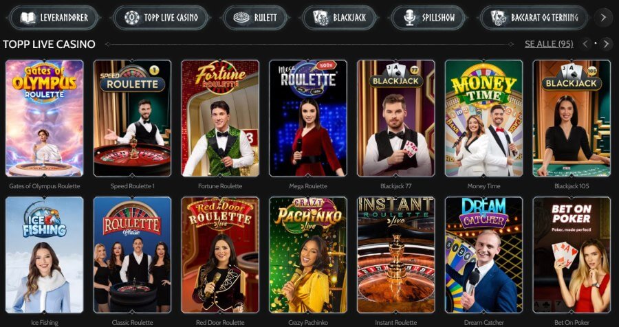 Godz har et live casino med klassiske bordspill og live game show-spill
