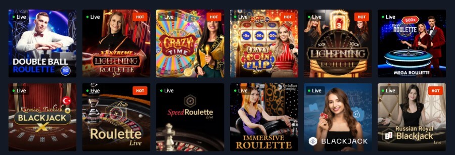 Golden Star har et live casino med klassiske bordspill og live game show-spill