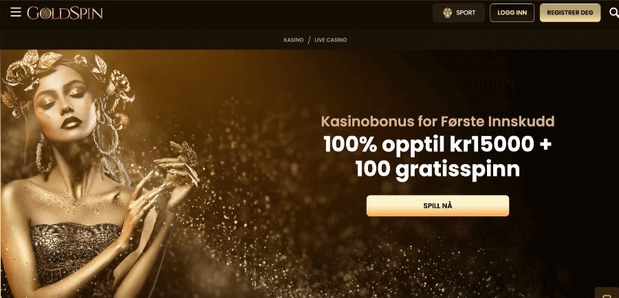 Goldspin forside og bonus