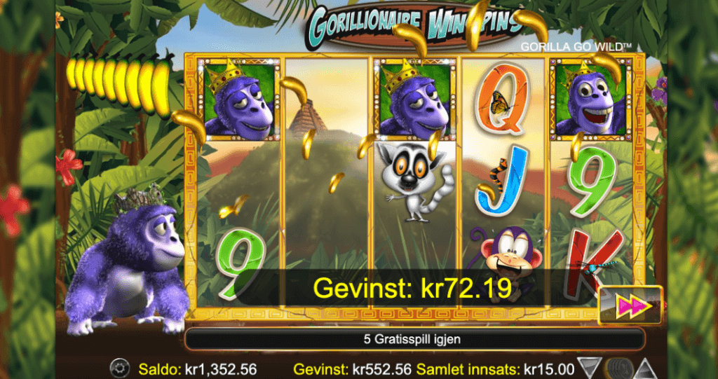 Gorilla Go Wild free spins (en funksjon kalt Gorillionaire winspins)