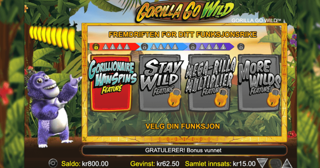 Gorilla Go Wild - funksjoner