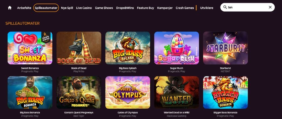 HappySlots har et godt utvalg av spilleautomater og andre casinospill