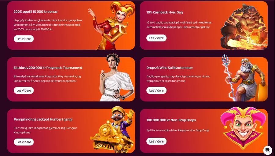 Kampanjesiden med tilbud hos HappySpins