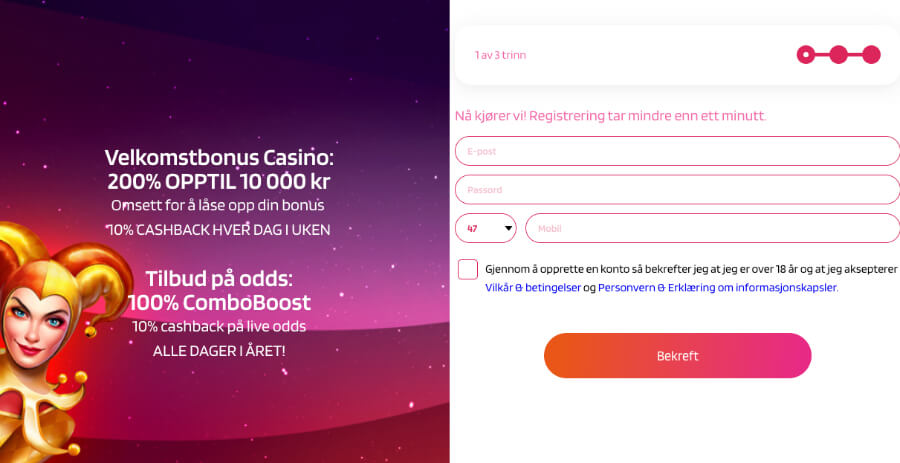 Det er enkelt å registrere en spillekonto hos kryptocasinoet HappySpins