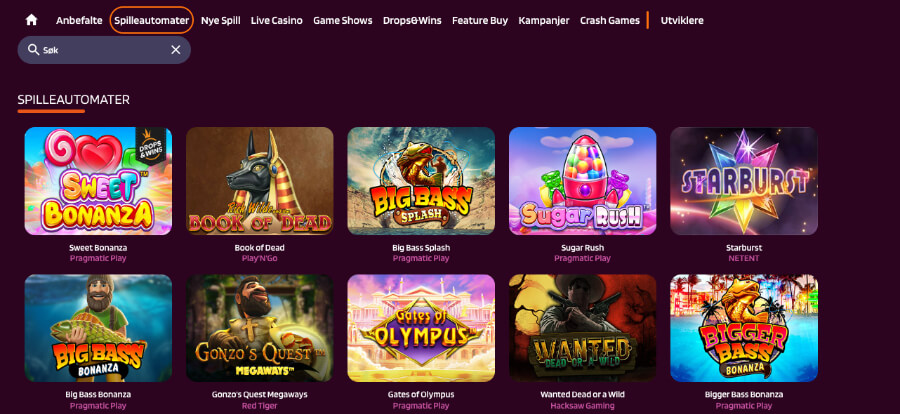 HappySpins har et spennende utvalg av spilleautomater og andre casinospill