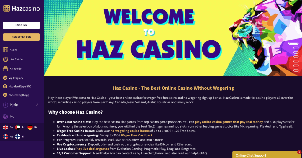 Haz Casino forside