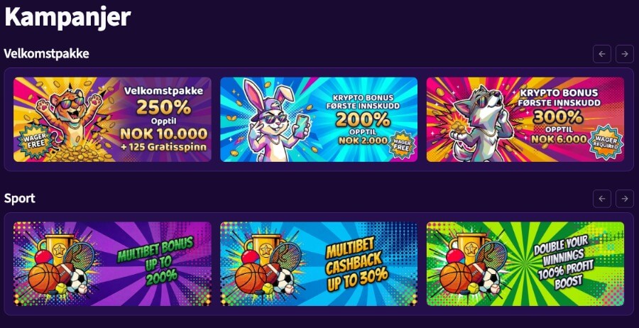 Haz Casino har en kampanjeside med diverse tilbud