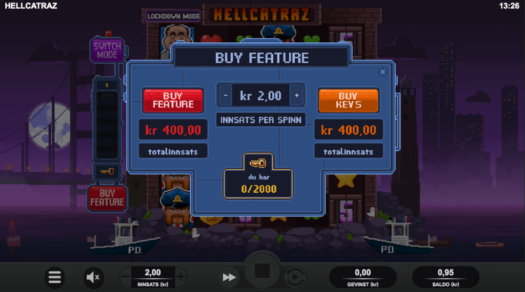 Hellcatraz Bonus Buy-funksjon 