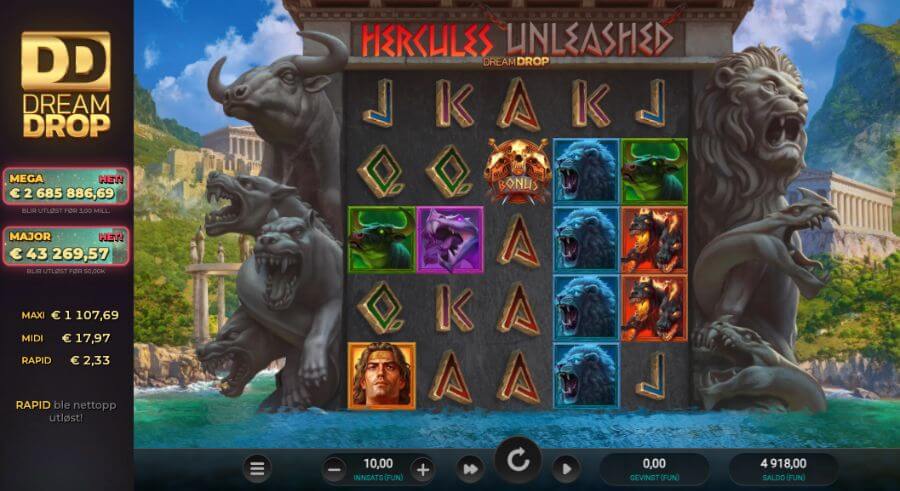 Spilleautomaten Hercules Unleashed Dream Drop hovedspill fra spillutvikleren Relax Gaming