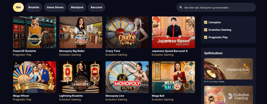 Live casino hos Highroller