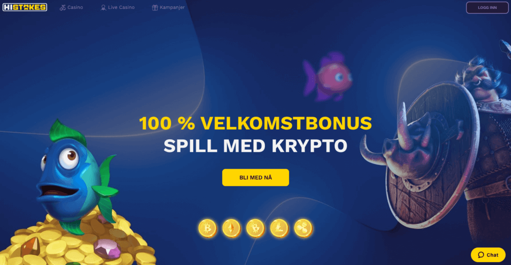 Forsiden til kryptocasinoet Histakes