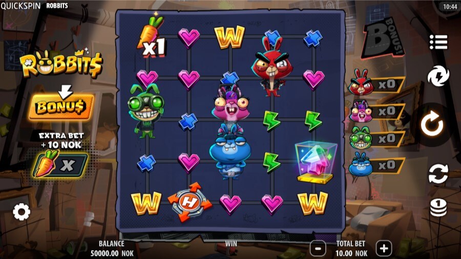 Hovedspillet på spilleautomaten Robbits